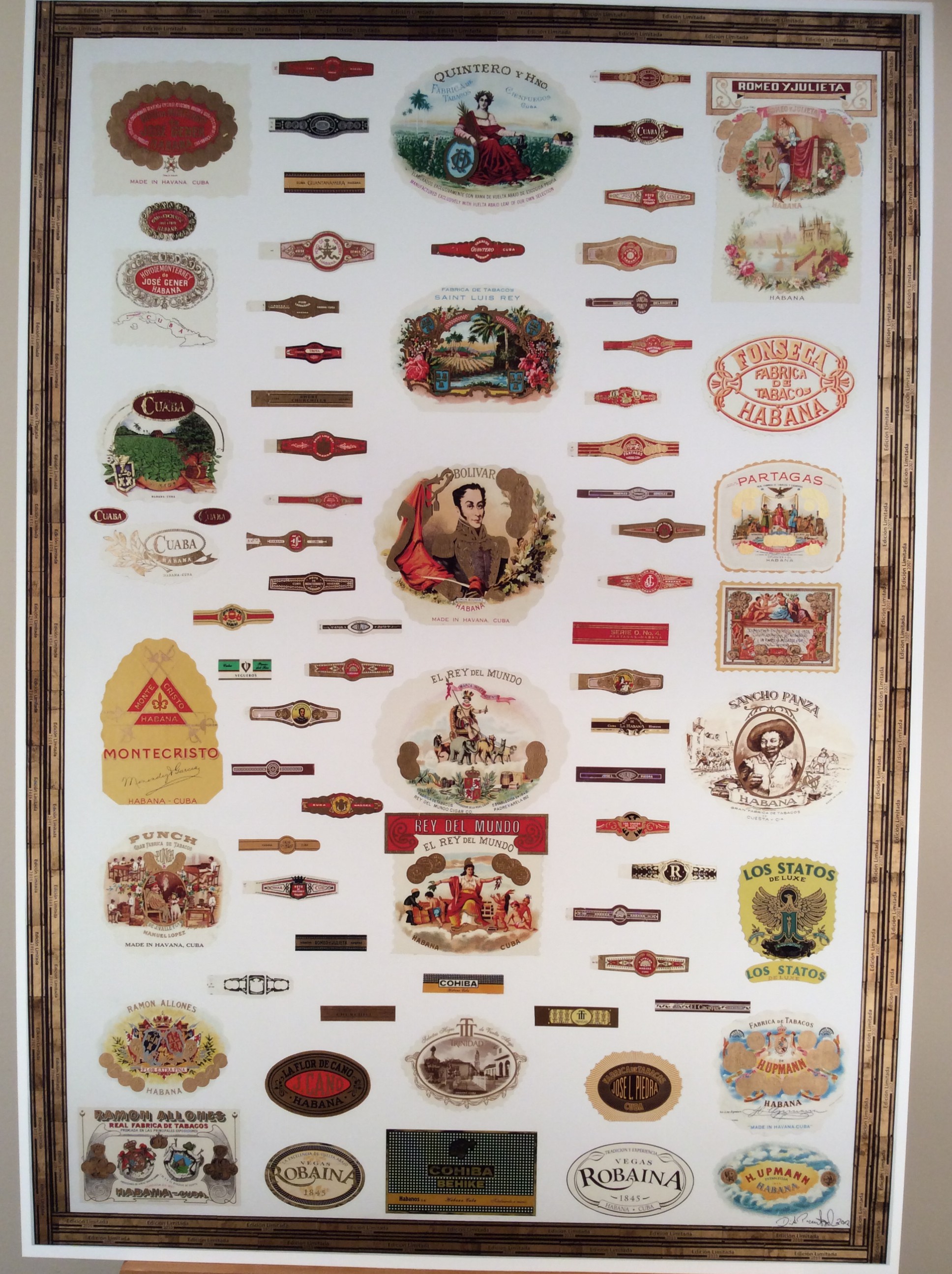 Print of Cuban cigar brands of presence